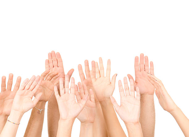 istock Volunteer arm raised on white background 157727649