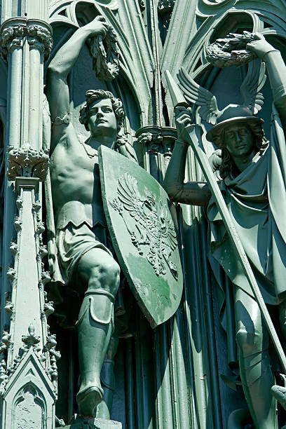 Monument statues on top of  the Archcathedral Basilica of St. Peter and St. Paul in Poznan, Europe, Poland