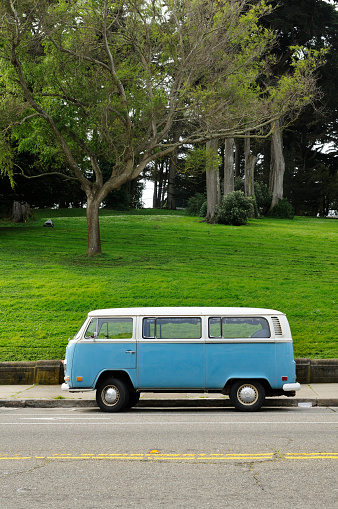 Isolated classic van, Hippy, pop