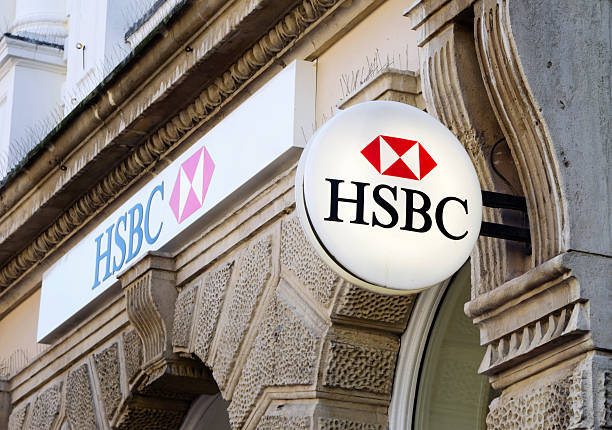 HSBC Bank signs stock photo