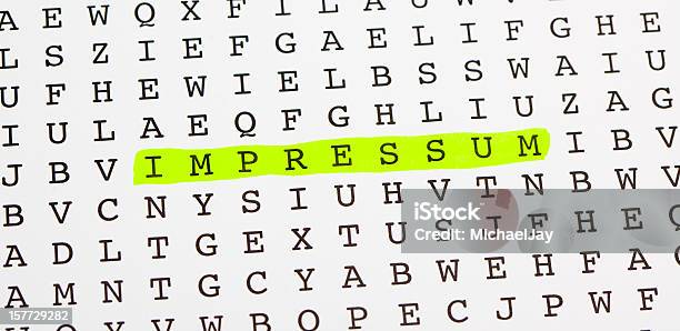 Wordsearch Puzzle For Impressum Stock Photo - Download Image Now - Discovery, Impressum, Leisure Games