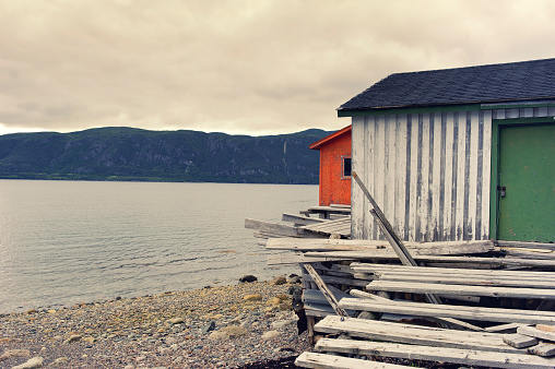 Fisherman's houses in Wild Cove, a cove on Bonne Bay near Norris Point,Newfoundland,Canada.
