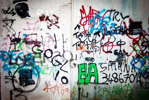Pared de Graffiti grunge textura de vandalismo photo