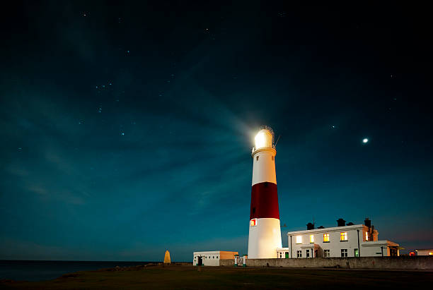 Portland Bill Lighthouse Portland Bill Lighthouse at dusk, Portland, Dorset bill of portland stock pictures, royalty-free photos & images