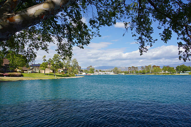 Wood Bridge North Lake stock photo