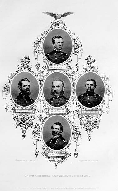 ilustrações, clipart, desenhos animados e ícones de generais da guerra civil americana - civil war general engraving men