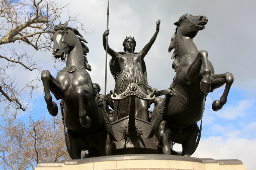 Lugo, Spain. Monument to Paullus Fabius Maximus and Caesar Augustus, founders of Lucus Augusti