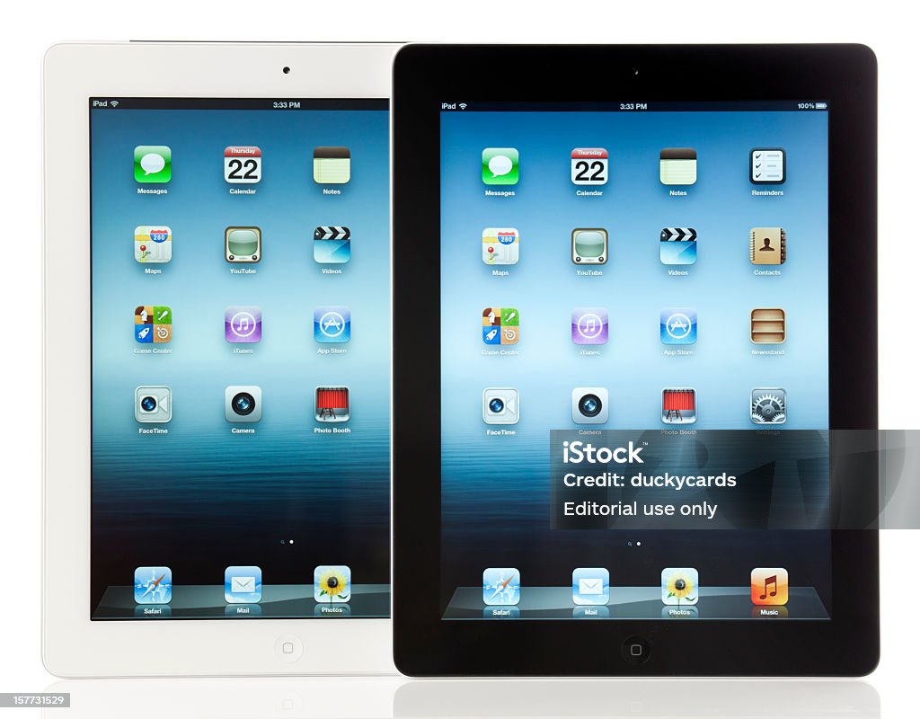 Apple iPad 3 ambos modelos blanco y negro - Foto de stock de Color - Tipo de imagen libre de derechos