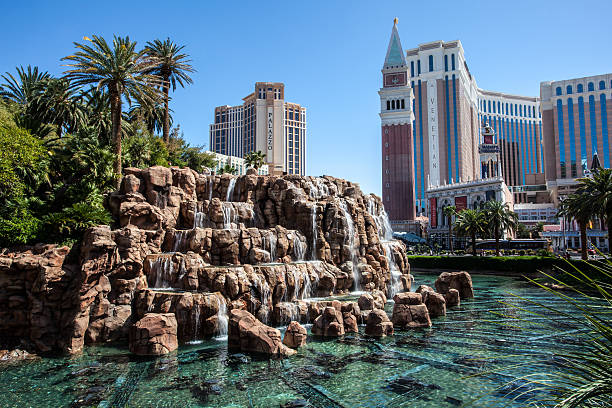 Las Vegas, Nevada, USA - April 8, 2023: Colorful sights along the Las Vegas strip, a popular travel destination for many.