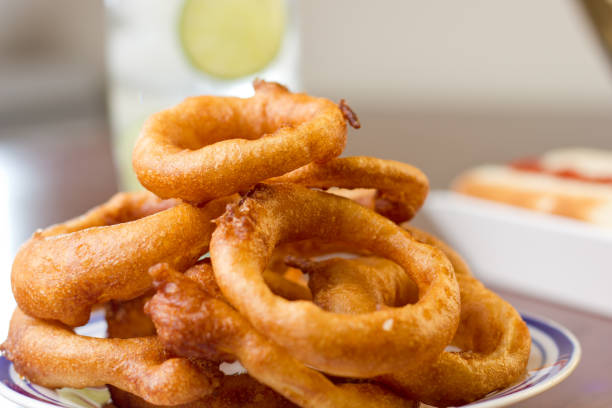 Freshly baked onion ring close up