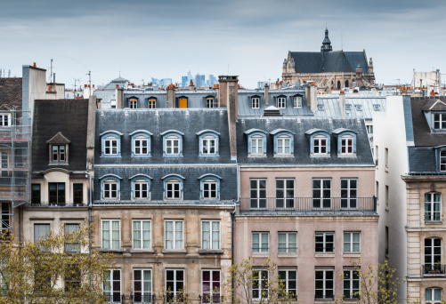 Paris, beautiful facades in the 7e arrondissement, quai Voltaire, near the Seine