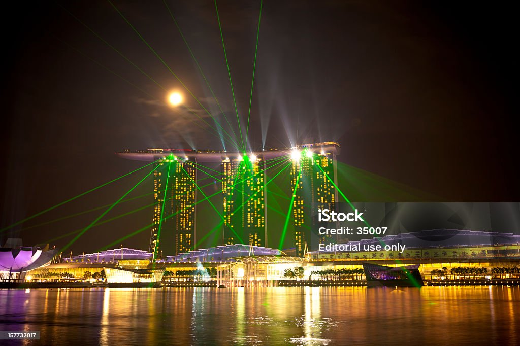 singapore marina bay sands light show - Foto stock royalty-free di Città di Singapore