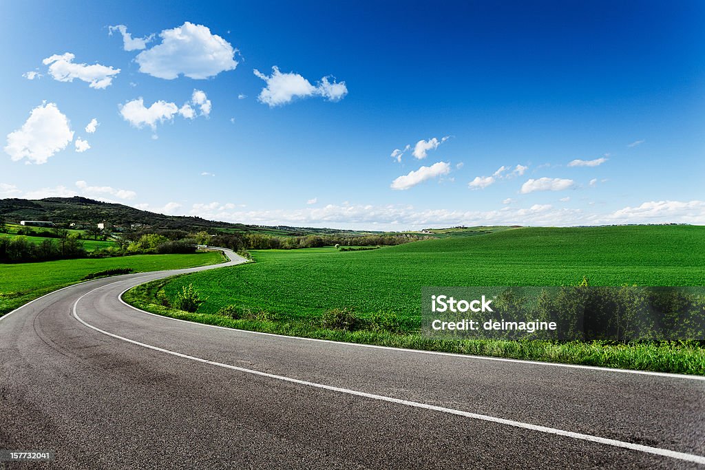 Strada attraverso i campi - Foto stock royalty-free di Strada di campagna