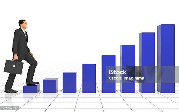 Businessman Going Up Stock Photo - Download Image Now - Steps and Staircases, Businessman, Graph