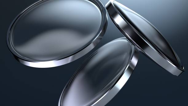 istock transparent blue metal framed lens enclosed abstract delicate and atmospheric Elegant Modern 3d rendering background material 1577322018