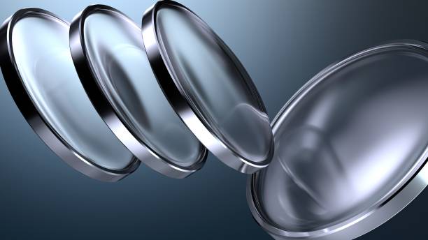 transparent blue metal frame blurry lens orderly abstract delicate atmospheric Elegant and Modern 3d rendering background material High quality 3d illustration.