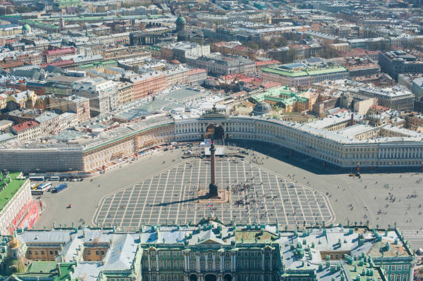 The Palace Square with the Alexander Column in St. Petersburg, Russia.