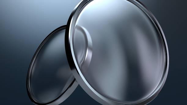 istock transparent blue diagonally oriented lens with metal frame abstract delicate and atmospheric background material for Elegant and Modern 3d rendering 1577324830