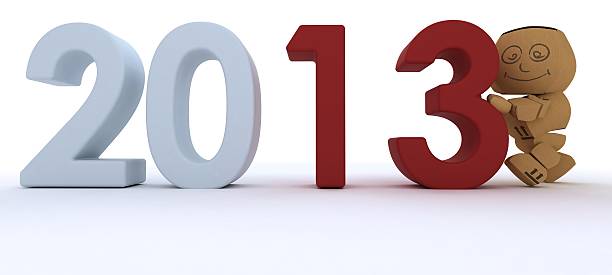 3D render of a Cardboard Box figure bringing in the new year