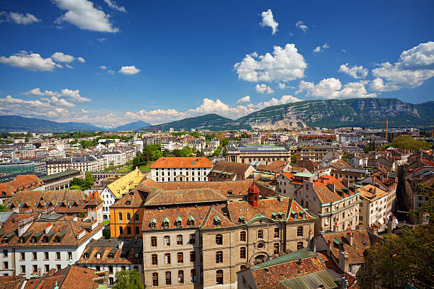 Old town roofs stock photo