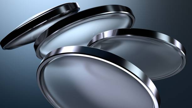 istock transparent blue arcing metal frame moon lens abstract delicate and atmospheric Elegant and Modern 3d rendering background material 1577335392