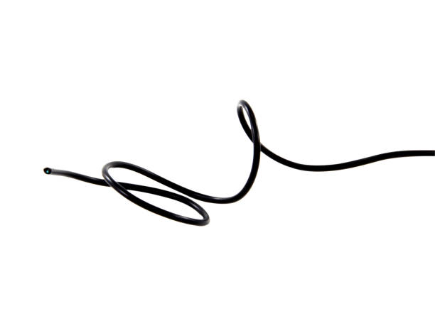 istock Black wire cable of usb and adapter isolated on white background with clipping path.Electronic Connector.Selection focus. 1577339003
