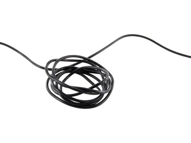 istock Black wire cable of usb and adapter isolated on white background with clipping path.Electronic Connector.Selection focus. 1577339614
