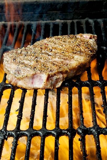 Aged Kobe Steak on an outdoor grill