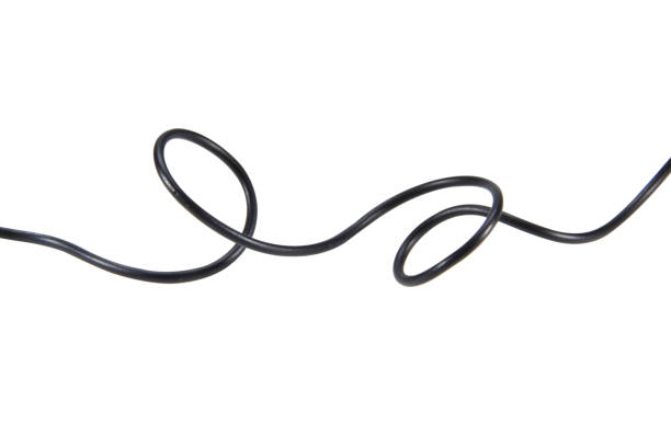 istock Black wire cable of usb and adapter isolated on white background with clipping path.Electronic Connector.Selection focus. 1577341188
