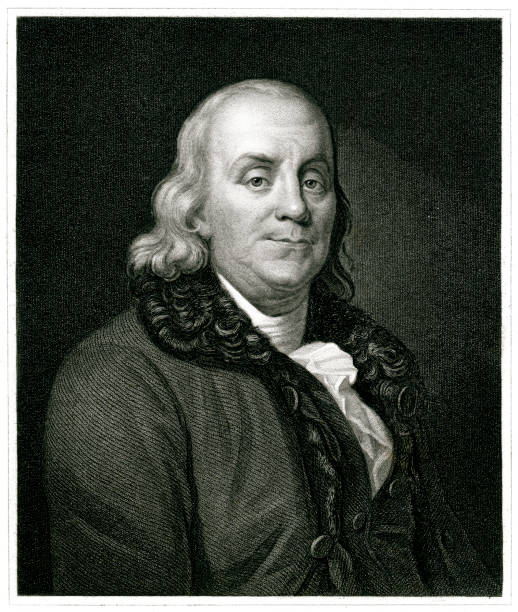 benjamin franklin - benjamin franklin history american culture portrait stock illustrations