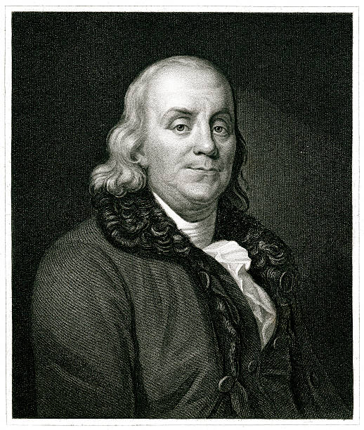 benjamin franklin - benjamin franklin history american culture portrait stock illustrations