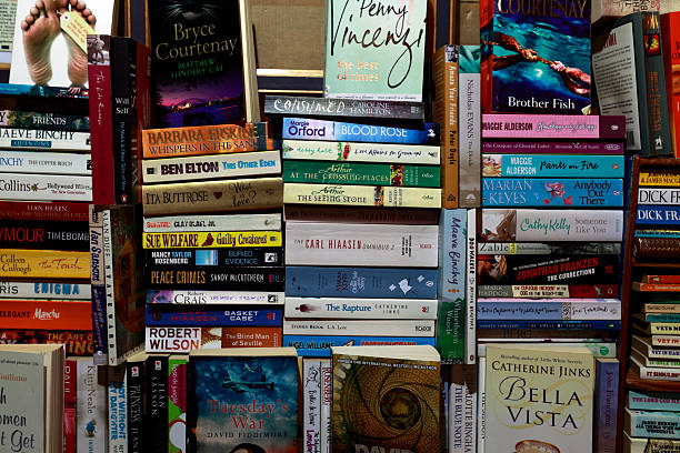 Paperbacks in Piles stock photo