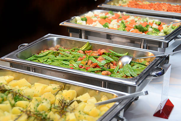 istock vegetarian buffet diagonal view with beans and vegetable 157734995