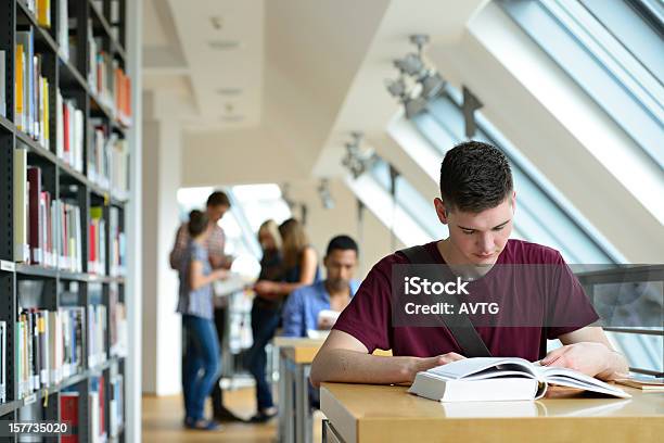 Gruppe Von Studenten Lernen In Einer Bibliothek Stockfoto und mehr Bilder von Bibliothek - Bibliothek, Universität, Lernender