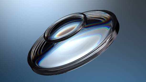 istock transparent blue two lenses refraction abstract subtle atmospheric Elegant Modern 3d rendering background material 1577350686