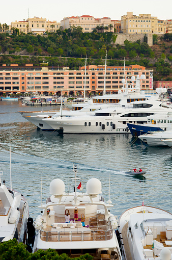 Monaco-ville, Monaco-11 21 2023: The marina in the Fontvielle district of Monaco.