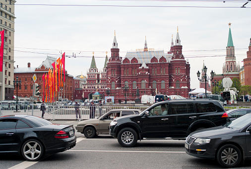 Warsaw, Poland. 23 June 2022. View of road  traffic on street in the city centre.