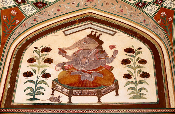 fuerte amber de jaipur en rajastán cerca de estado, india. - india palace indian culture indoors fotografías e imágenes de stock