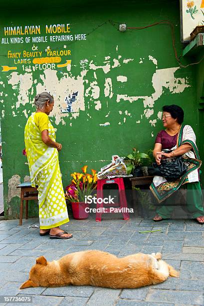 Due Donne Nel Mercato Indiano Gangtok Sikkim - Fotografie stock e altre immagini di Adulto - Adulto, Adulto di mezza età, Adulto in età matura