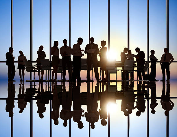 istock Shadowed team of professionals against windows 157736117
