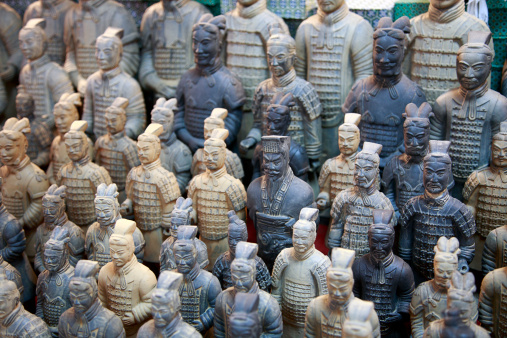 A small group of Terra Cotta warriors at the Xi'an site dating from 210 BCE