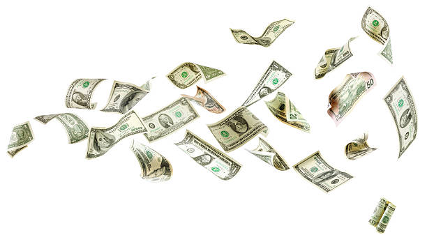 fliegen geld - flying money stock-fotos und bilder