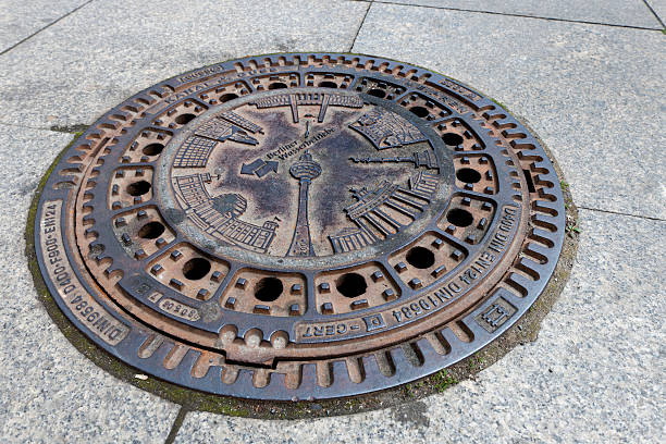 Aarhus, Denmark. Sunday 10 April 2022. Decorated man hole cover for Aarhus in Denmark