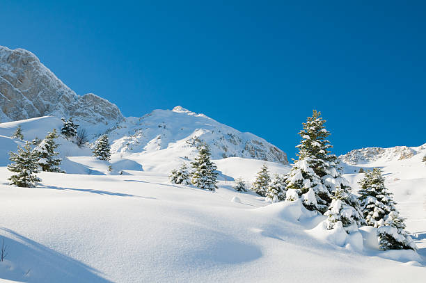High mountain landscape with sun in the French Alps 