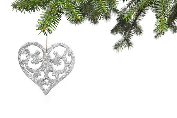 Christmas ornament with tree branch isolated on white