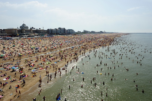 Barcelona, Spain, May 15th, 2022: People crowd the \