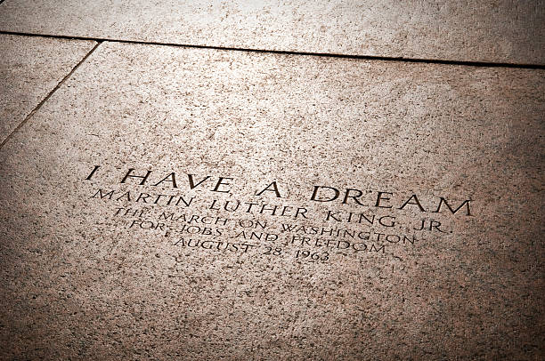 MLK Jr's I Have a Dream speech location "I HAVE A DREAM" inscribed on the floor of the Lincoln Memorial from which Martin Luther King Jr. delivered his famous I Have A Dream speech in Washington D.C. black civil rights stock pictures, royalty-free photos & images