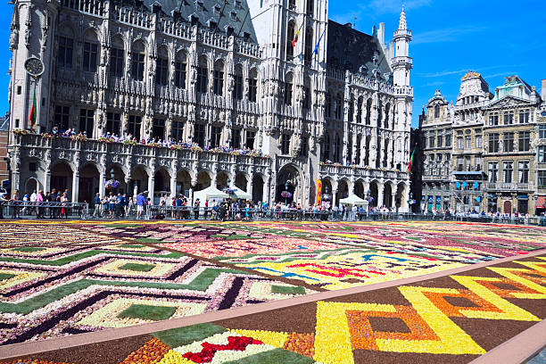 Brussels, Belgium, July 7, 2023: Centre for Fine Arts Palais des Beaux-Arts BOZAR art building and empty street