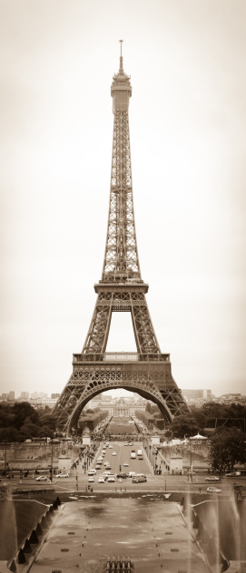 Old photo of Eiffel Tower, Paris, France