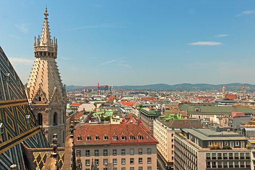 Vienna. Austria - September 13, 2023: Aerial view of the city of Vienna, Austria